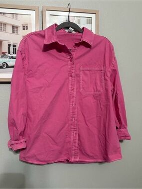 Bright Pink Button-Up Shirt